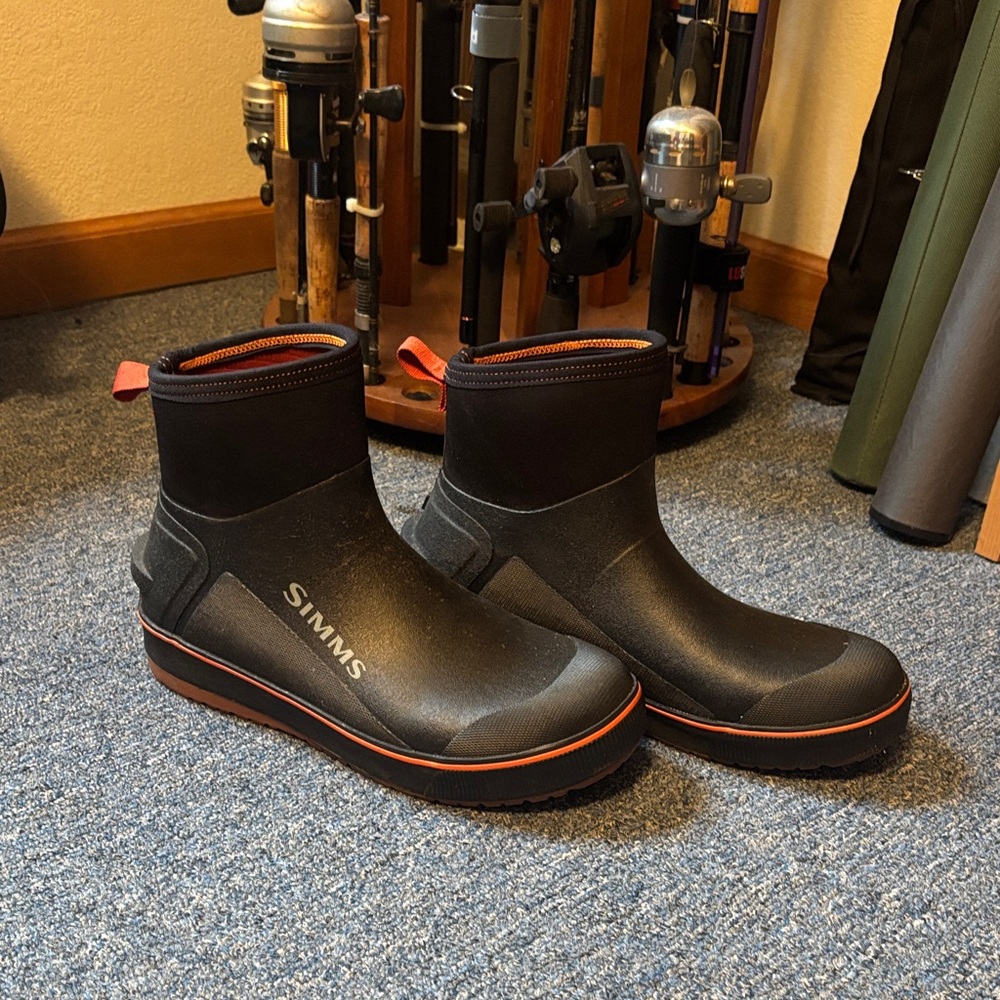 Simms Black and Orange Deck Boots